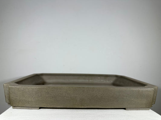 Preowned Japanese Tokoname Unglazed Rectangular Shallow Bonsai Pot Seizan - 19” By 13”
