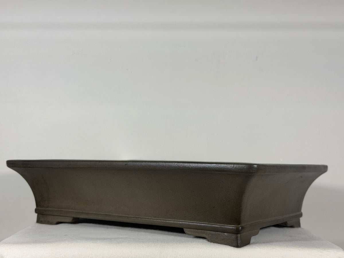 Preowned Japanese Tokoname Unglazed Rectangular Bonsai Pot Gyouzan Nakano - 16.5” x 12” x 4”