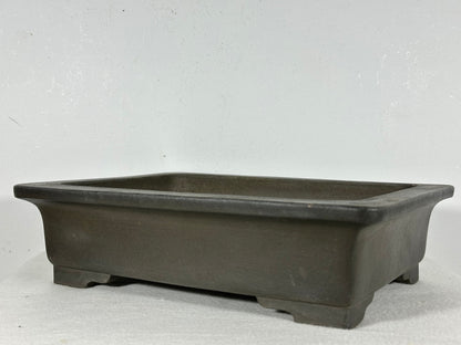 Preowned Japanese Tokoname Unglazed Rectangular Bonsai Pot Seizan - 12.5” By 9.5”