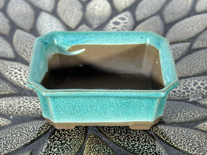 Preowned Japanese Tokoname Glazed Rectangular Bonsai Pot - 3.5” By 2.75”