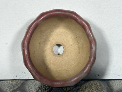 Preowned Japanese Tokoname Glazed Round Bonsai Pot - 2 3/8” By 1.5”