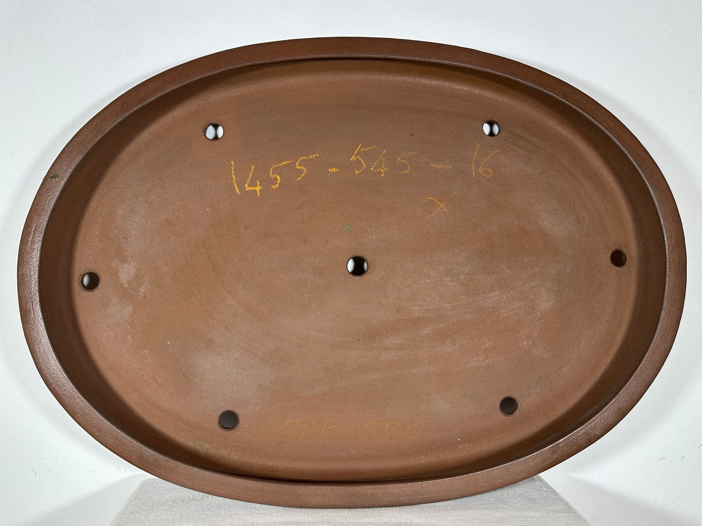 Preowned Japanese Tokoname Unglazed Oval Shallow Bonsai Pot Seizan - 25” By 17.5”