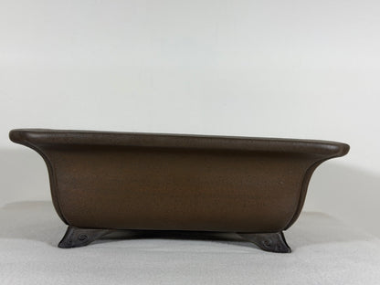 Preowned Japanese Tokoname Rectangular Bonsai Pot Gyouzan Nakano - 11” By 9”