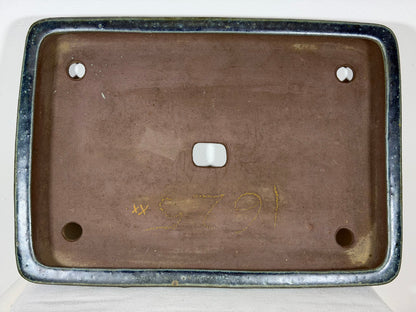 Preowned Japanese Tokoname Glazed Rectangular Bonsai Pot Syukouzan - 18.25” By 13”