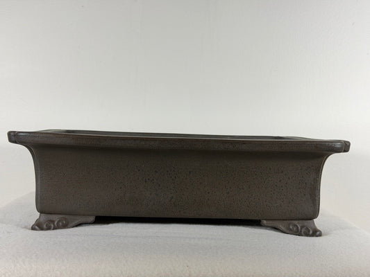 Preowned Japanese Tokoname Rectangular Unglazed Bonsai Pot Sanyou - 13.25” By 9.5”