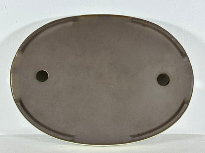 Preowned Japanese Tokoname Glazed Oval Shallow Bonsai Pot - 12.75” By 9.25”