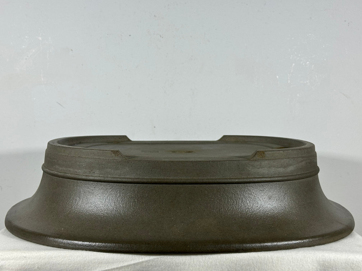 Preowned Japanese Tokoname Unglazed Oval Bonsai Pot Kisen - 17.5” By 14.5”