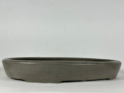 Preowned Japanese Tokoname Unglazed Oval Shallow Bonsai Pot Seizan - 14” By 10”