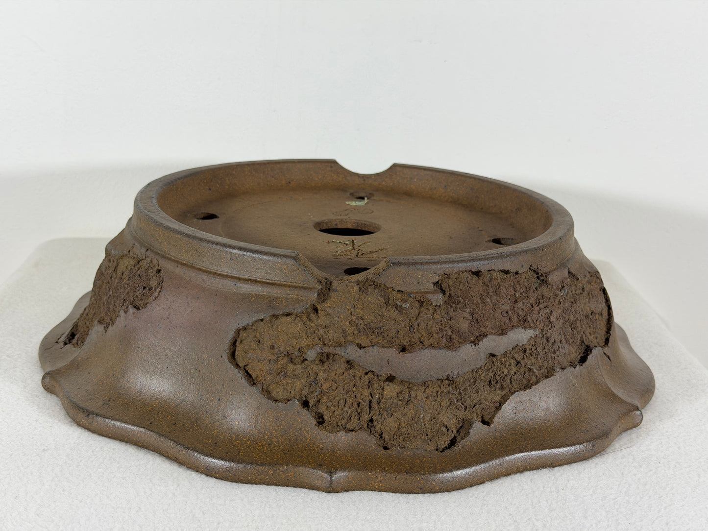 Preowned Japanese Tokoname Unglazed Rinka Style Bonsai Pot Kosyousen - 13” By 12.5”