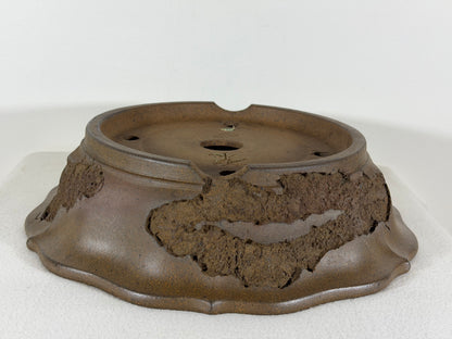 Preowned Japanese Tokoname Unglazed Rinka Style Bonsai Pot Kosyousen - 13” By 12.5”