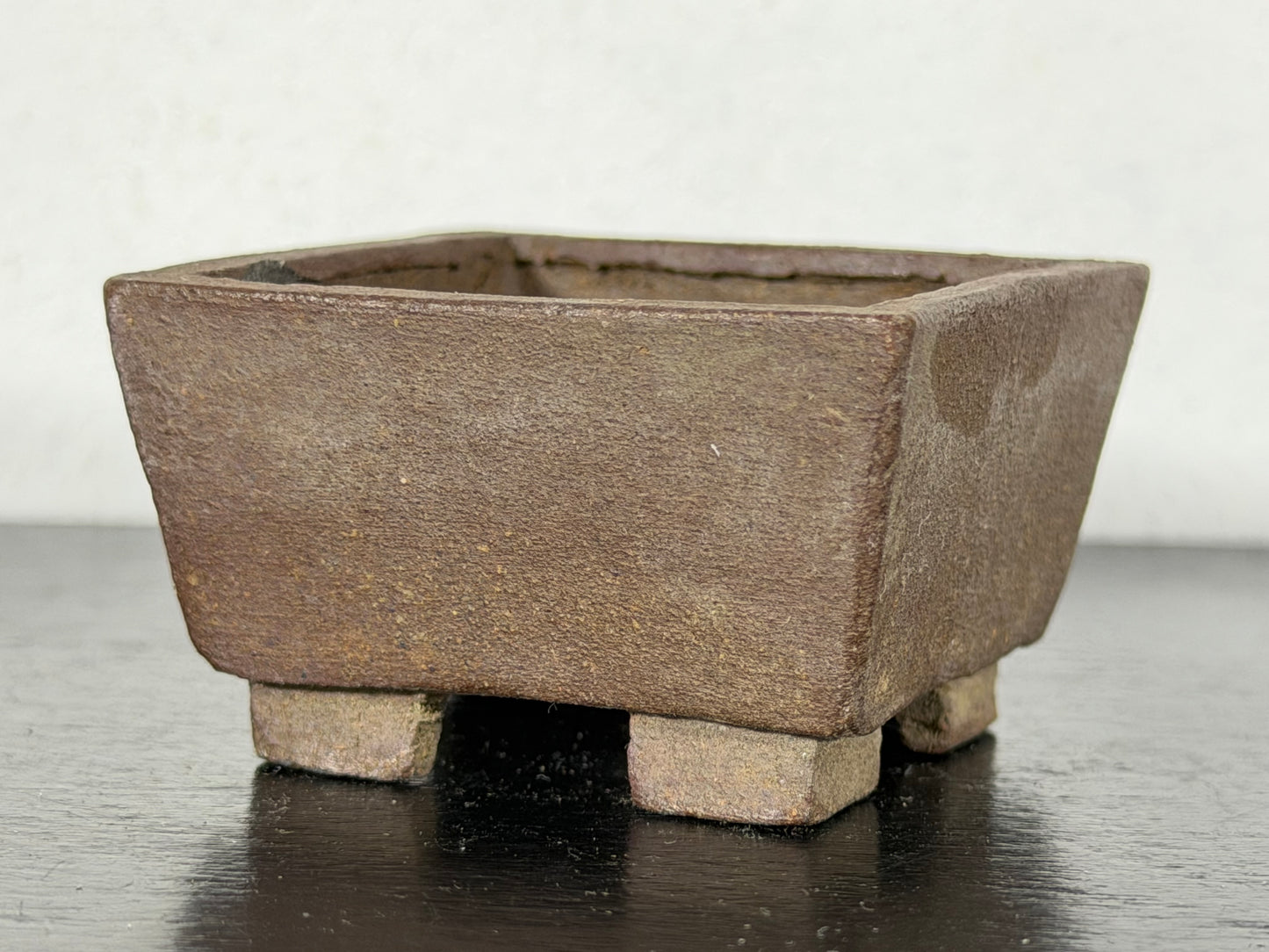 Preowned Japanese Tokoname Unglazed Square Bonsai Pot With Stamp - 1.75” By 1”