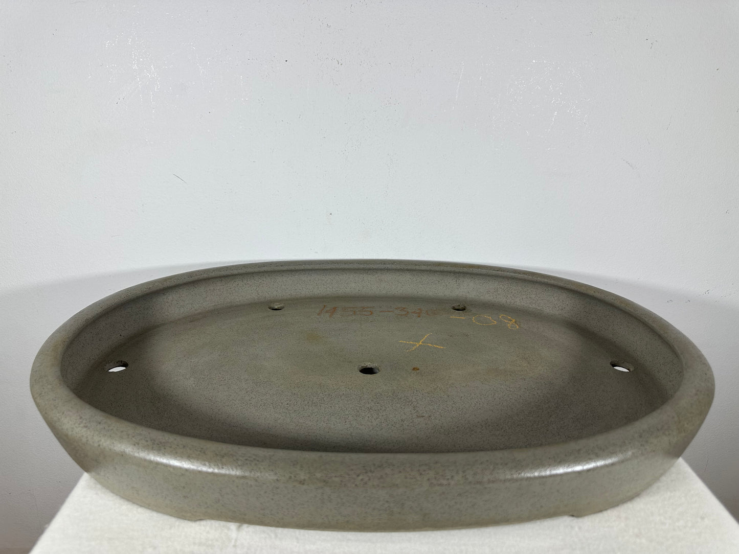Preowned Japanese Tokoname Unglazed Oval Shallow Bonsai Pot Seizan - 20.75” By 14.75”