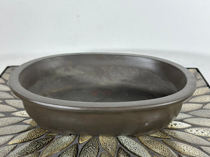 Preowned Japanese Tokoname Unglazed Oval Bonsai Pot - 10.75” By 7.75”
