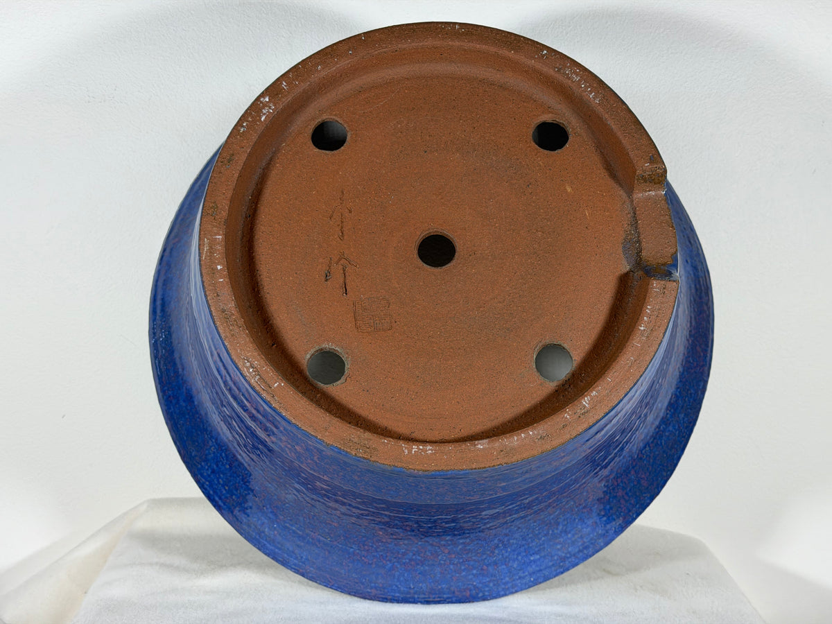 New Japanese Tokoname Glazed Round Bonsai Pot Syuhou Yoshimura - 15.25” By 5.75”