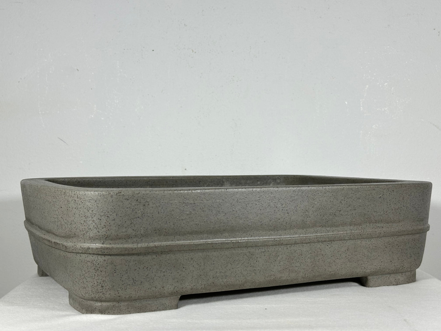 Preowned Japanese Tokoname Unglazed Rectangular Bonsai Pot Seizan - 15” By 10.75”