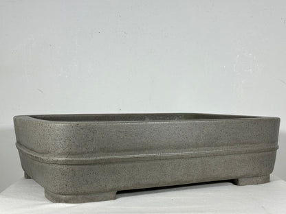 Preowned Japanese Tokoname Unglazed Rectangular Bonsai Pot Seizan - 15” By 10.75”