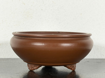 New Japanese Tokoname Unglazed Bag Style Bonsai Pot Bigei - 3 1/8” By 1 3/8”