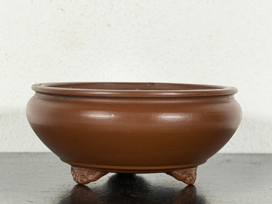 New Japanese Tokoname Unglazed Bag Style Bonsai Pot Bigei - 3 1/8” By 1 3/8”