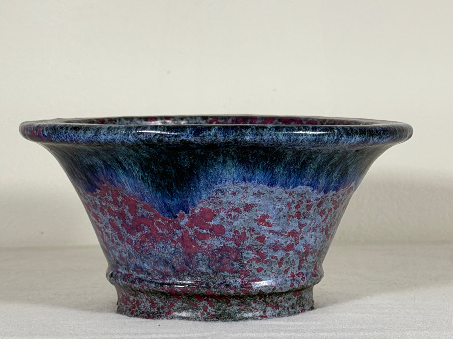 Preowned Japanese Tokoname Glazed Round Bonsai Pot Syuhou Yoshimura - 6.5” By 3.25”