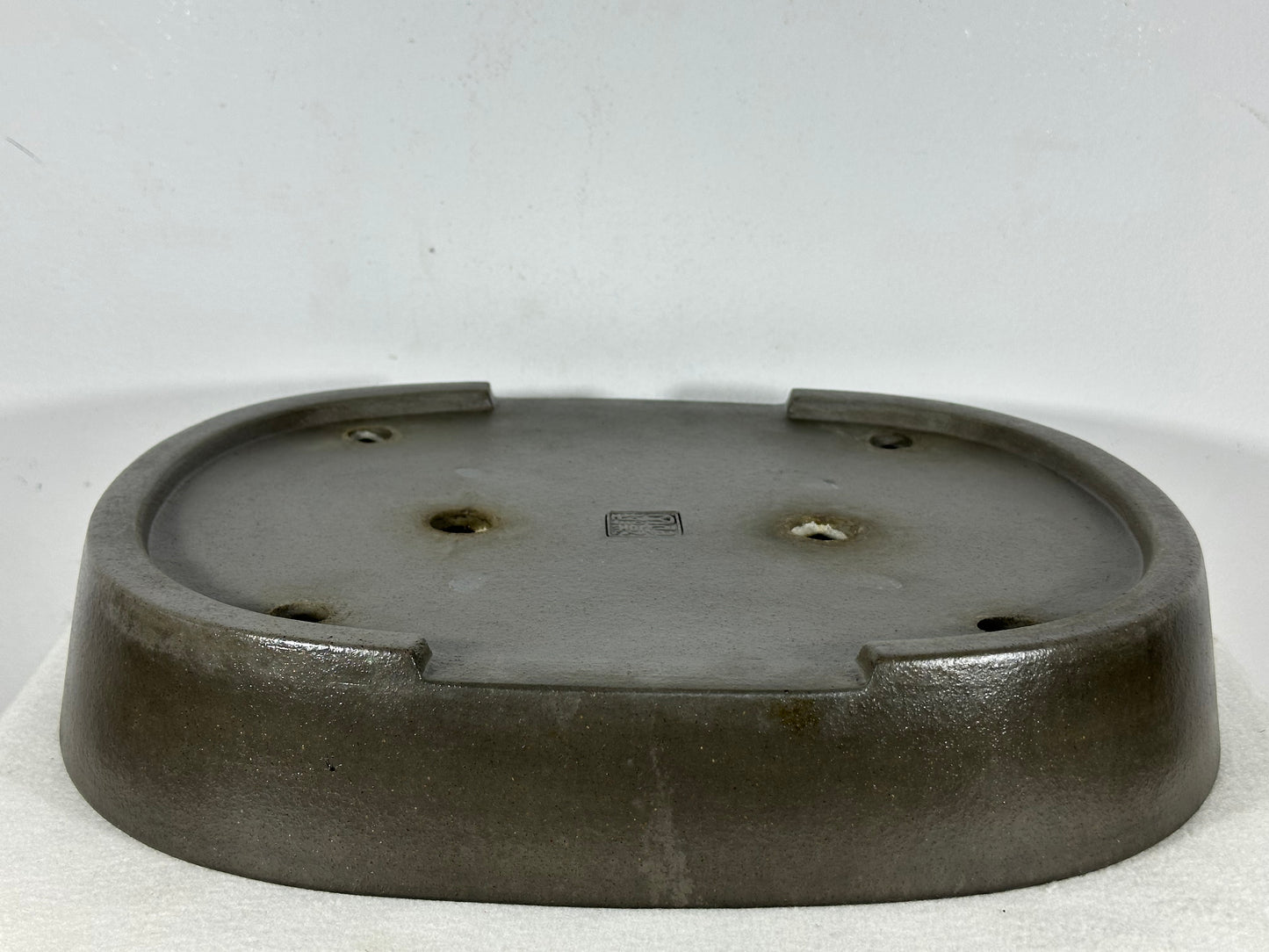 Preowned Japanese Tokoname Unglazed Oval Bonsai Pot Seizan - 14.75” By 11.75”