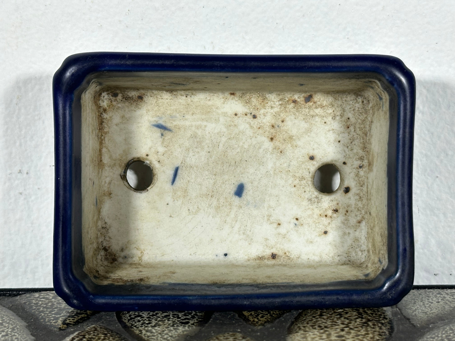 Preowned Vintage Japanese Tokoname Glazed Rectangular Bonsai Pot Jyuetu - 3.25 By 2.25”