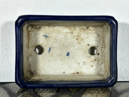 Preowned Vintage Japanese Tokoname Glazed Rectangular Bonsai Pot Jyuetu - 3.25 By 2.25”