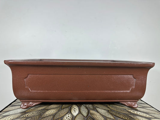 Preowned Japanese Tokoname Unglazed Rectangular Bonsai Pot Yamaaki - 14.75” By 11.25”