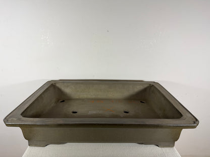 Preowned Japanese Tokoname Unglazed Rectangular Bonsai Pot Seizan - 19.5” By 13.5”