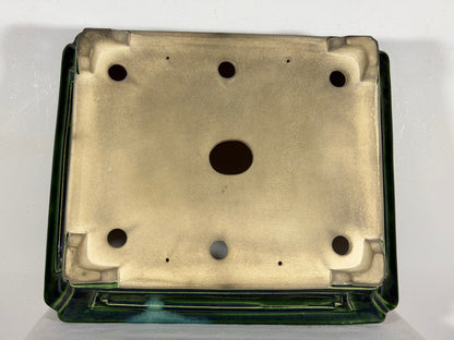 New Japanese Tokoname Glazed Rectangular Bonsai Pot Mazan Terahata - 15.5” By 13.5”