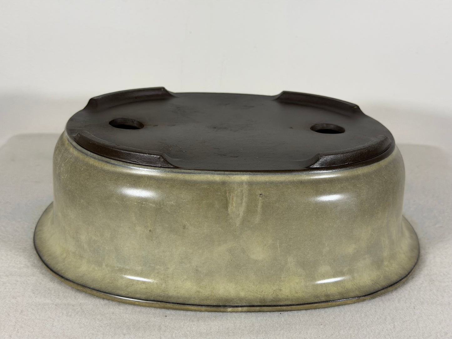 Preowned Japanese Tokoname Glazed Oval Bonsai Pot - 10.25” By 8.75”