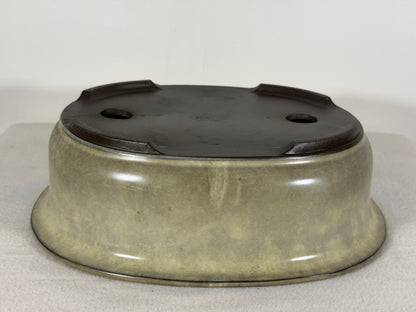 Preowned Japanese Tokoname Glazed Oval Bonsai Pot - 10.25” By 8.75”