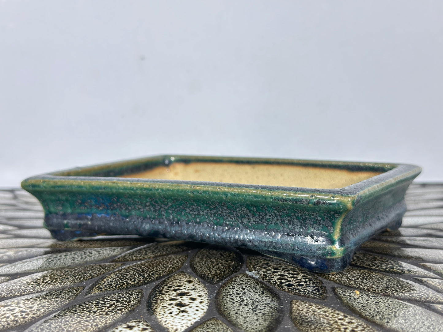 Preowned Japanese Tokoname Rectangular Bonsai Pot Aiba Koyo - 6.75” By 5 1/8”