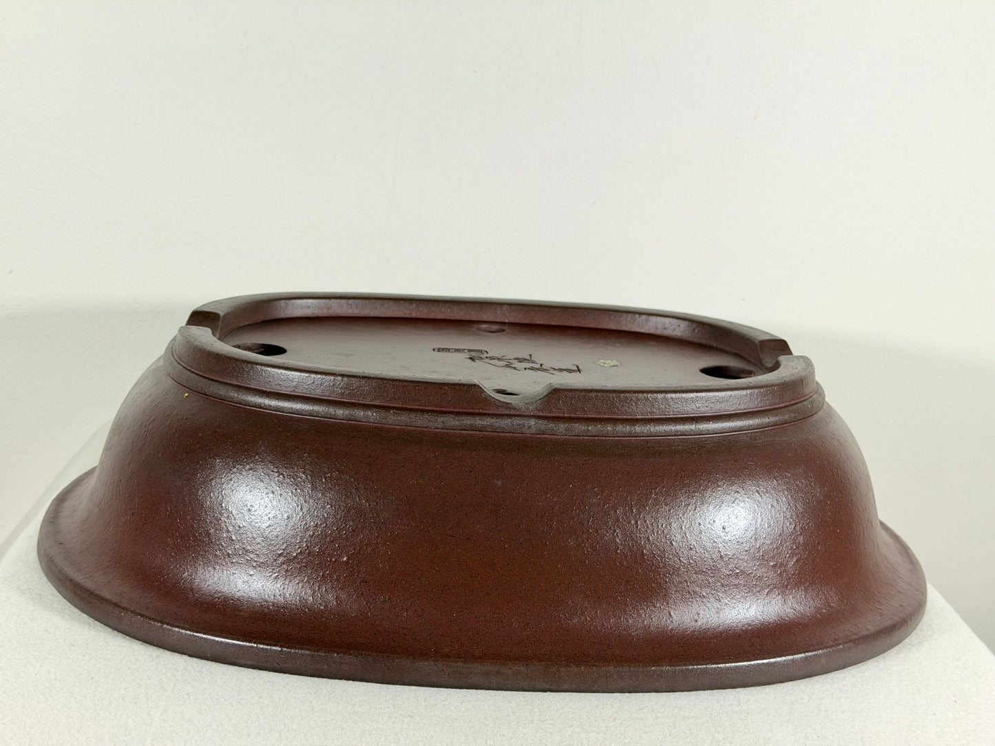 Preowned Japanese Tokoname Oval Bonsai Pot Yamaaki - 16” By 13.75”