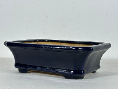 Preowned Japanese Tokoname Glazed Rectangular Bonsai Pot Hatutori - 6.25” By 4.75”