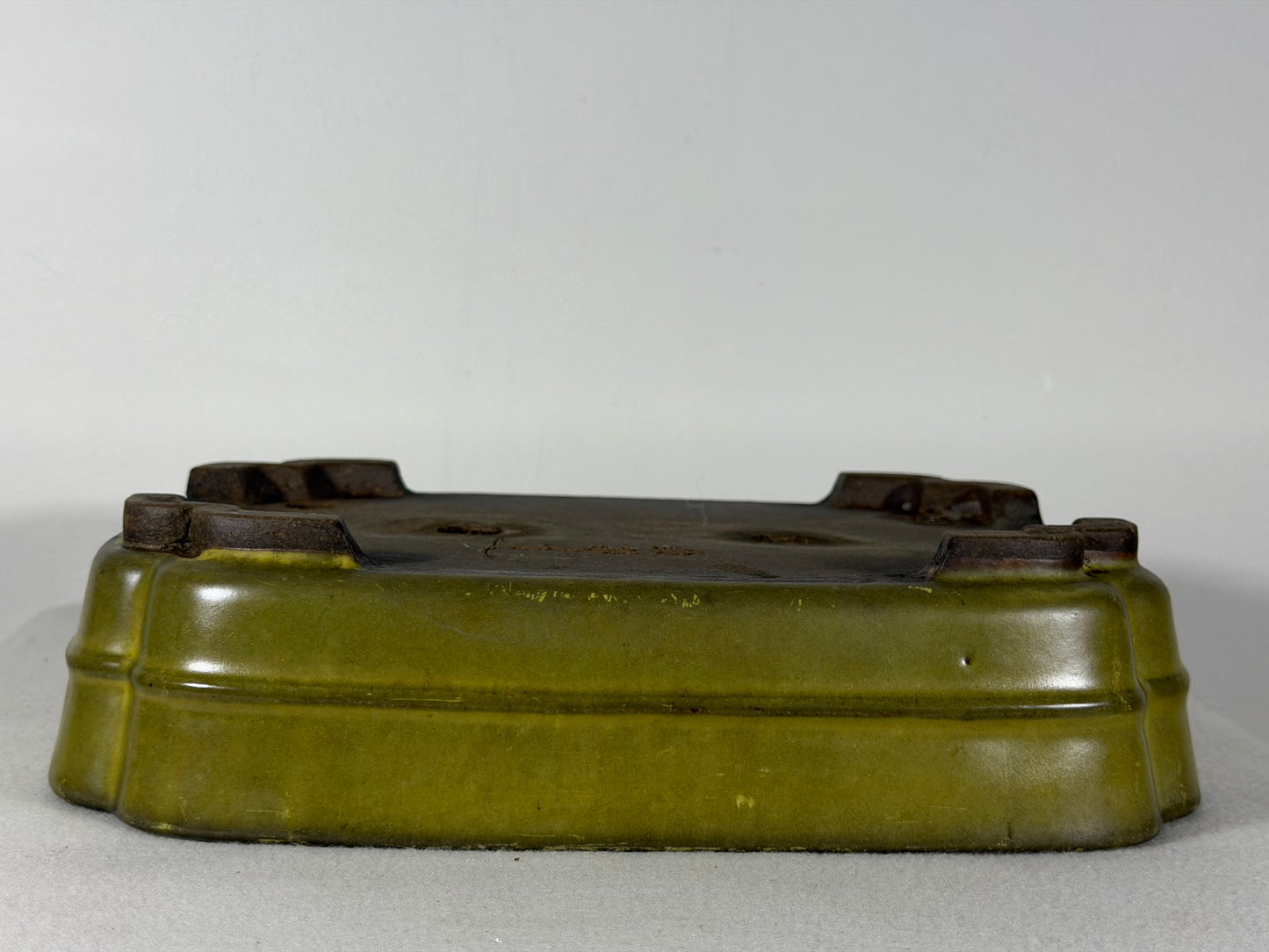 Preowned Japanese Tokoname Glazed Rectangular Bonsai Pot Hatutori - 12” By 9”