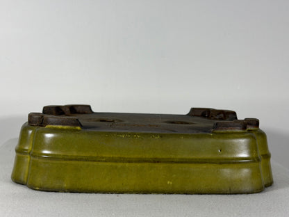 Preowned Japanese Tokoname Glazed Rectangular Bonsai Pot Hatutori - 12” By 9”