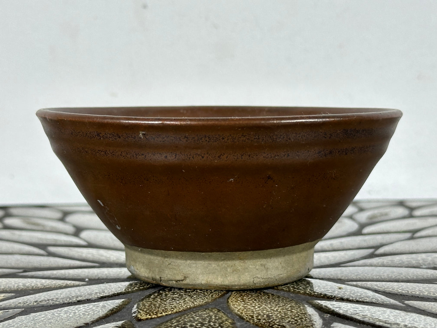 Preowned Japanese Tokoname Glazed Round Bonsai Pot - 4.75” By 2 1/8”