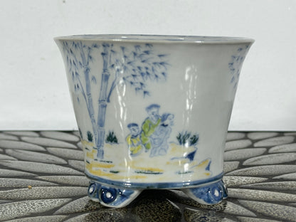 NEW Japanese Cascade Shohin Bonsai Pot Kutani Kouzan - 4” By 3.25”