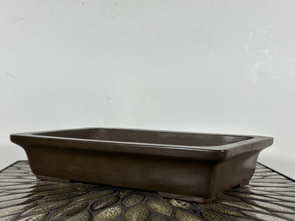 Preowned  Vintage Japanese Tokoname Unglazed Rectangular Bonsai Pot Yamaaki - 11.5” By 7”
