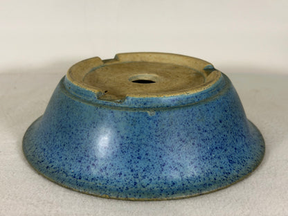 Preowned Japanese Tokoname Glazed Round Bonsai Pot Aiba Koyo - 7.5” By 2 1/8”