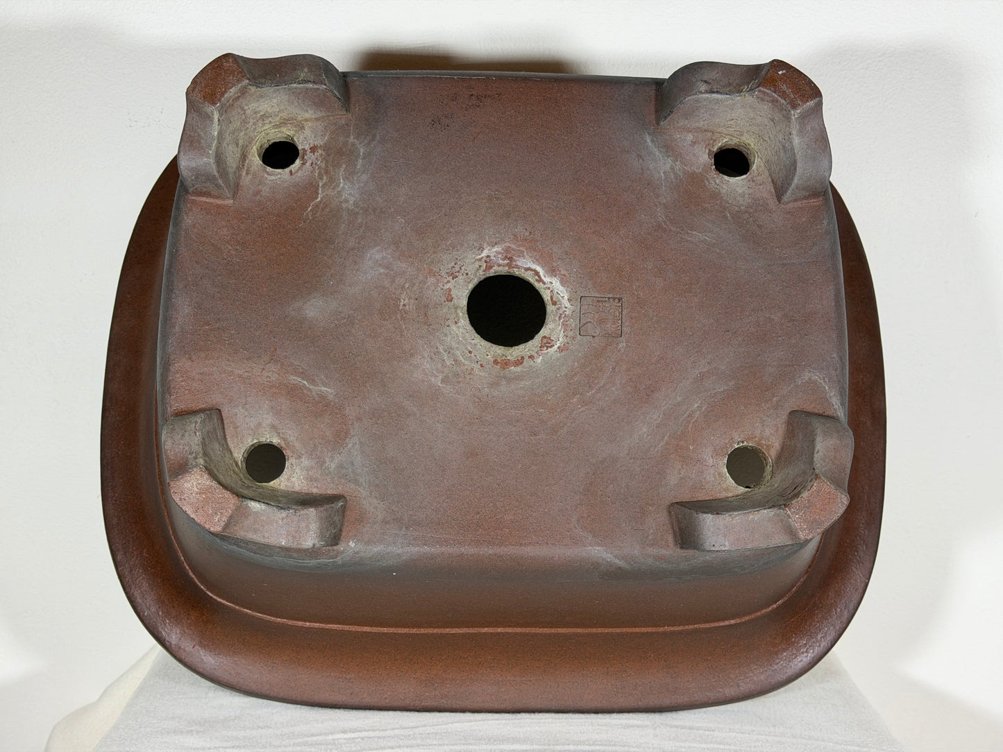 Preowned Japanese Tokoname Unglazed Rectangular Bonsai Pot Syukouzan - 18” By 15”