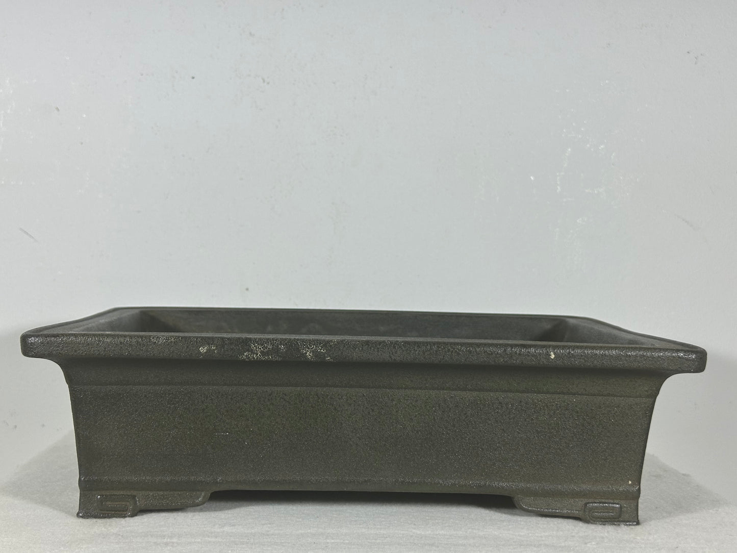 Preowned Japanese Tokoname Unglazed Rectangular Bonsai Pot with Stamp - 13.25” By 9.5”