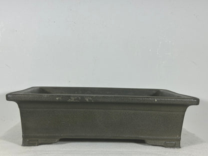 Preowned Japanese Tokoname Unglazed Rectangular Bonsai Pot with Stamp - 13.25” By 9.5”
