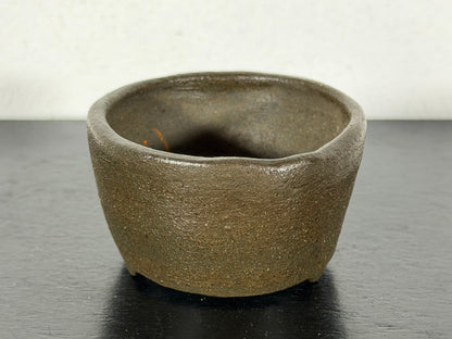 Preowned Japanese Tokoname Unglazed Round Bonsai Pot With Stamp - 2” By 1 1/8”