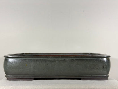 Preowned Japanese Tokoname Glazed Rectangular Bonsai Pot Shizan - 16.25” By 12.25”