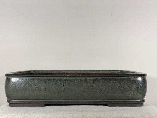 Preowned Japanese Tokoname Glazed Rectangular High Quality Bonsai Pot Shizan - 16.25” By 12.25”