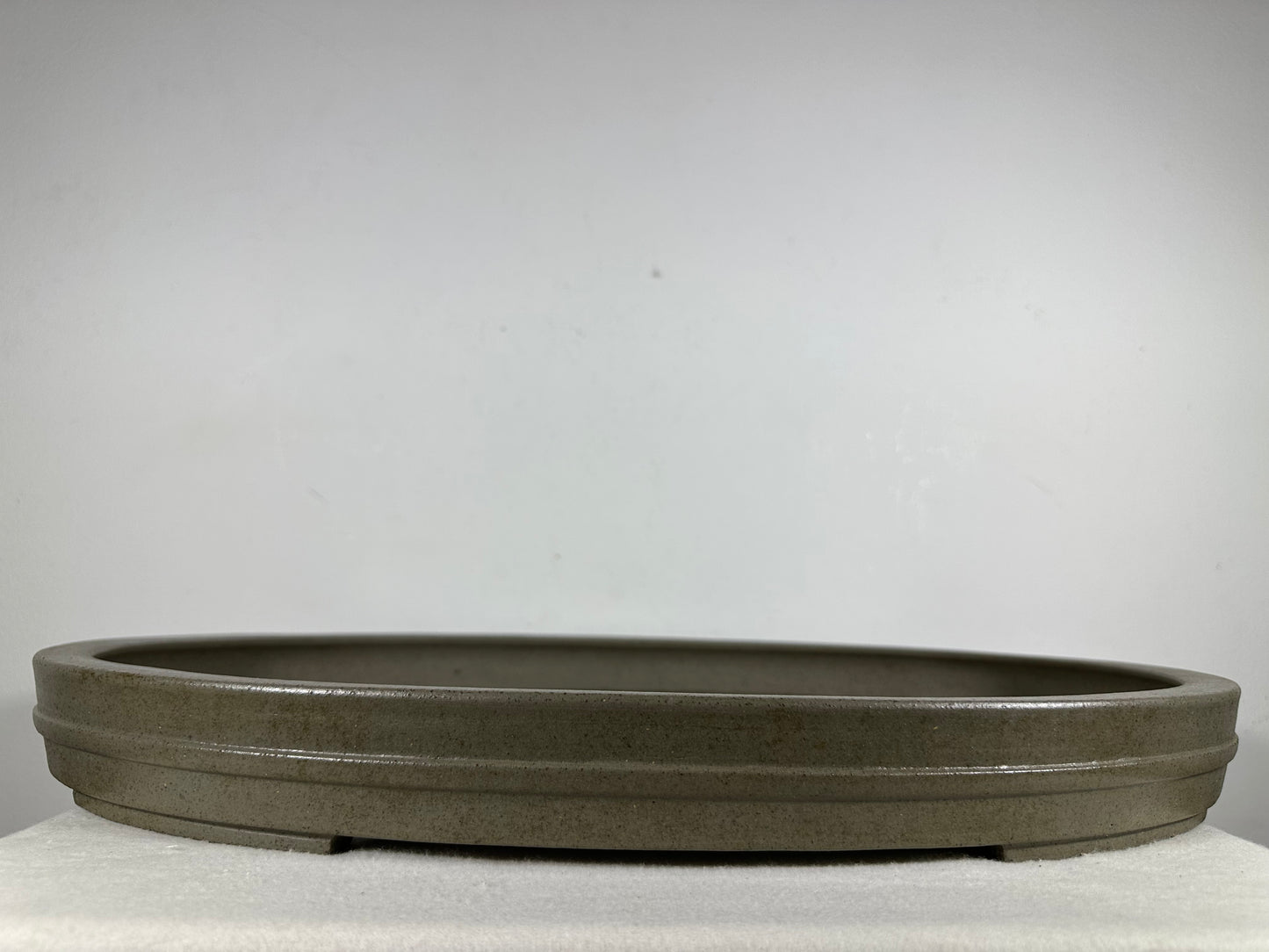 Preowned Japanese Tokoname Oval Shallow Bonsai Pot Seizan - 20.5” By 14.5”