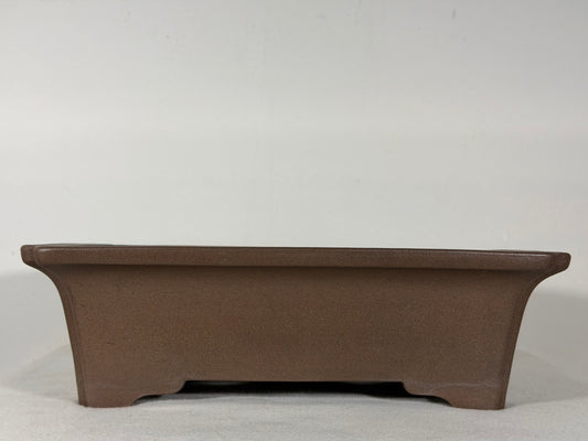 Preowned Japanese Tokoname Unglazed Rectangular Bonsai Pot Keizan - 12” By 9.25”