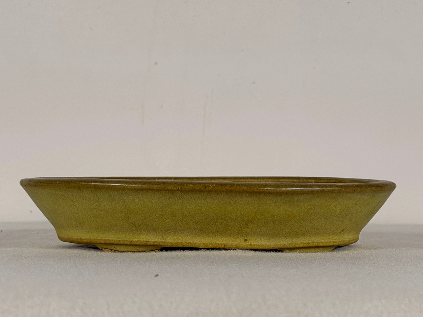 Preowned Japanese Tokoname Glazed Oval Bonsai Pot Hatutori - 6.5” By 5”