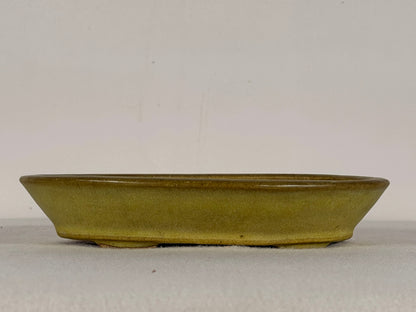 Preowned Japanese Tokoname Glazed Oval Bonsai Pot Hatutori - 6.5” By 5”